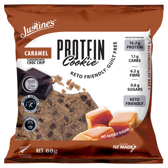 Justine's Protein Cookie Caramel Choc Chip 60g (SOLD in 12's)