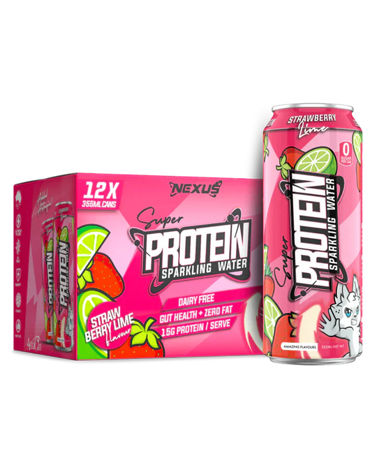 SUPER PROTEIN SPARKLING WATER RTD - STRAWBERRY LIME (12 PACK)