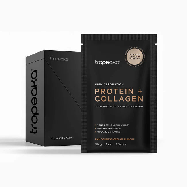 Load image into Gallery viewer, Tropeaka Protein + Collagen 30g (Box of 12 single serves) CHOCOLATE
