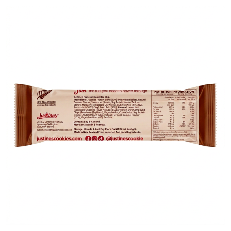 Load image into Gallery viewer, Justine's Protein Cookie Bar Forty Thieves Peanut Butter 60g
