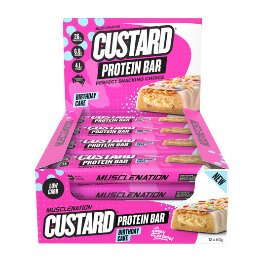 MN CUSTARD PROTEIN BAR - BIRTHDAY CAKE  (12 bars)