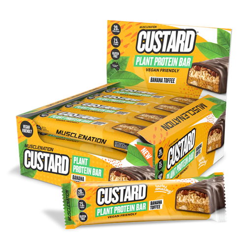 Plant Protein Custard Bars Banana Toffee