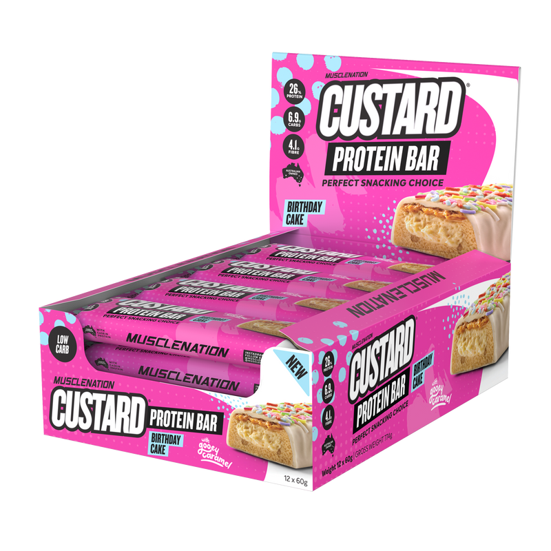 Load image into Gallery viewer, MN CUSTARD PROTEIN BAR - BIRTHDAY CAKE  (12 bars)
