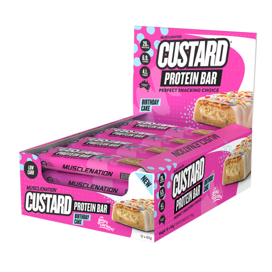 MN CUSTARD PROTEIN BAR - BIRTHDAY CAKE  (12 bars)