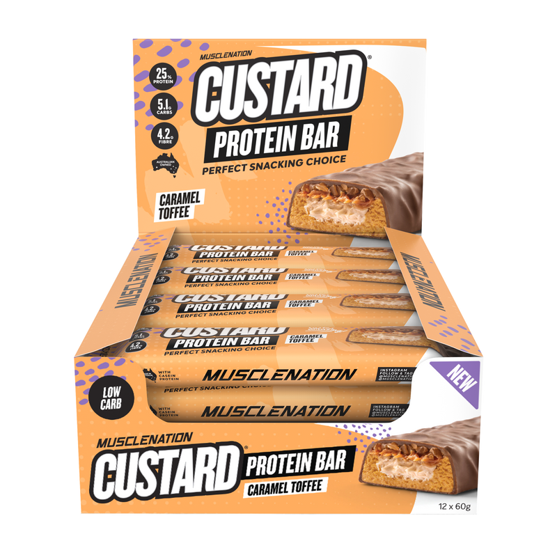 Load image into Gallery viewer, MN CUSTARD PROTEIN BAR - CARAMEL TOFFEE  (12 bars)
