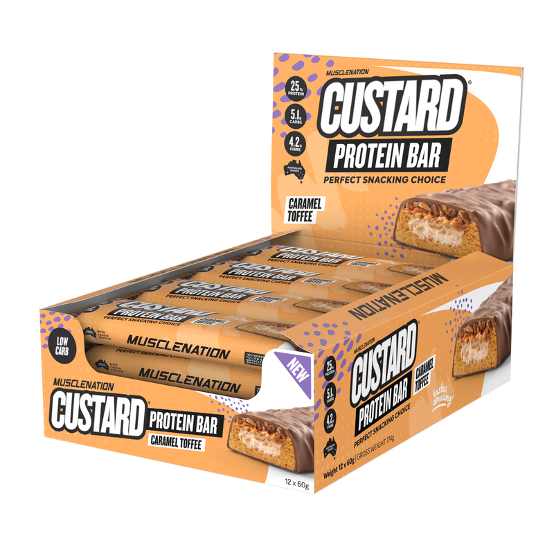 Load image into Gallery viewer, MN CUSTARD PROTEIN BAR - CARAMEL TOFFEE  (12 bars)
