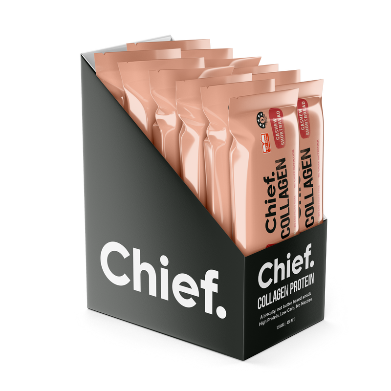 Load image into Gallery viewer, CHIEF Collagen Protein Bar - Cashew Shortbread (box of 12)
