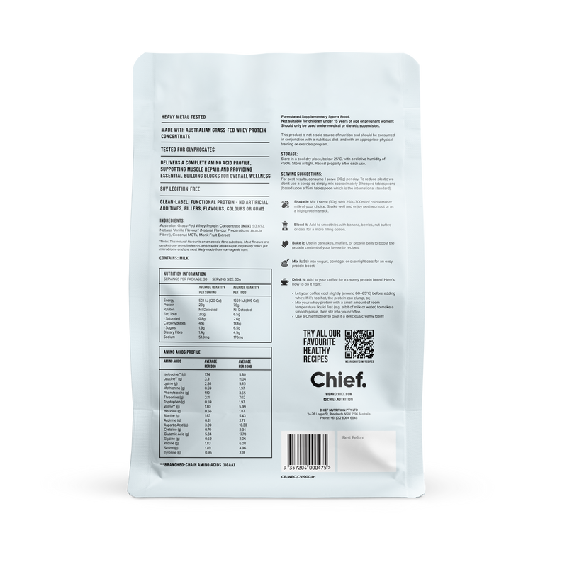 Load image into Gallery viewer, Chief Nutrition Grass-fed Whey Protein Powder (30 serves)
