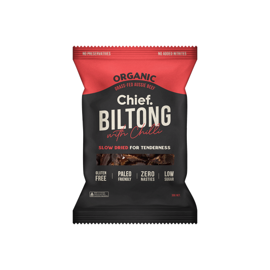 CHIEF ORGANIC GRASS-FED BILTONG 30g - CHILLI & BEEF