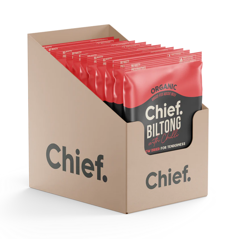 Load image into Gallery viewer, CHIEF ORGANIC GRASS-FED BILTONG 30g (12 bars)
