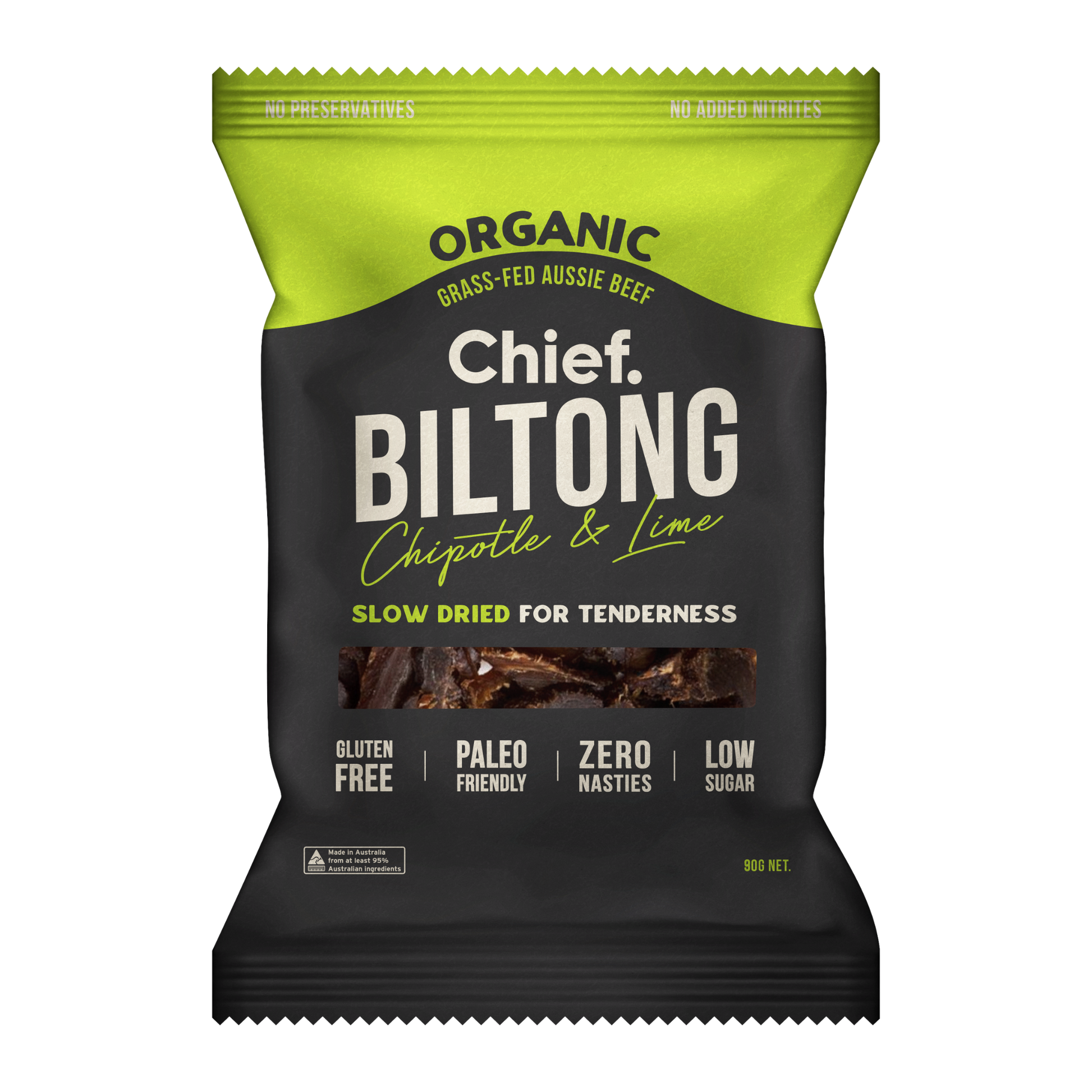 CHIEF ORGANIC GRASS-FED BILTONG 90g - CHIPOTLE & LIME