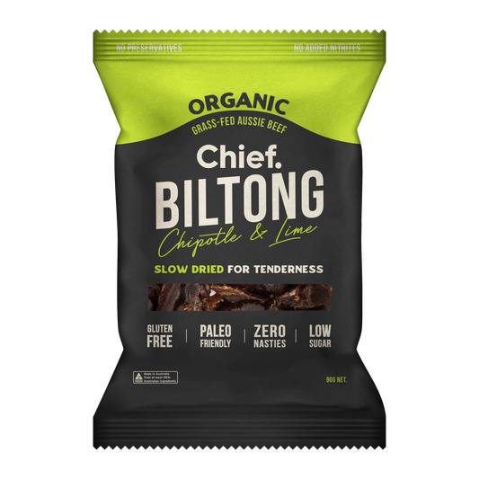 CHIEF ORGANIC GRASS-FED BILTONG 90g - CHIPOTLE & LIME