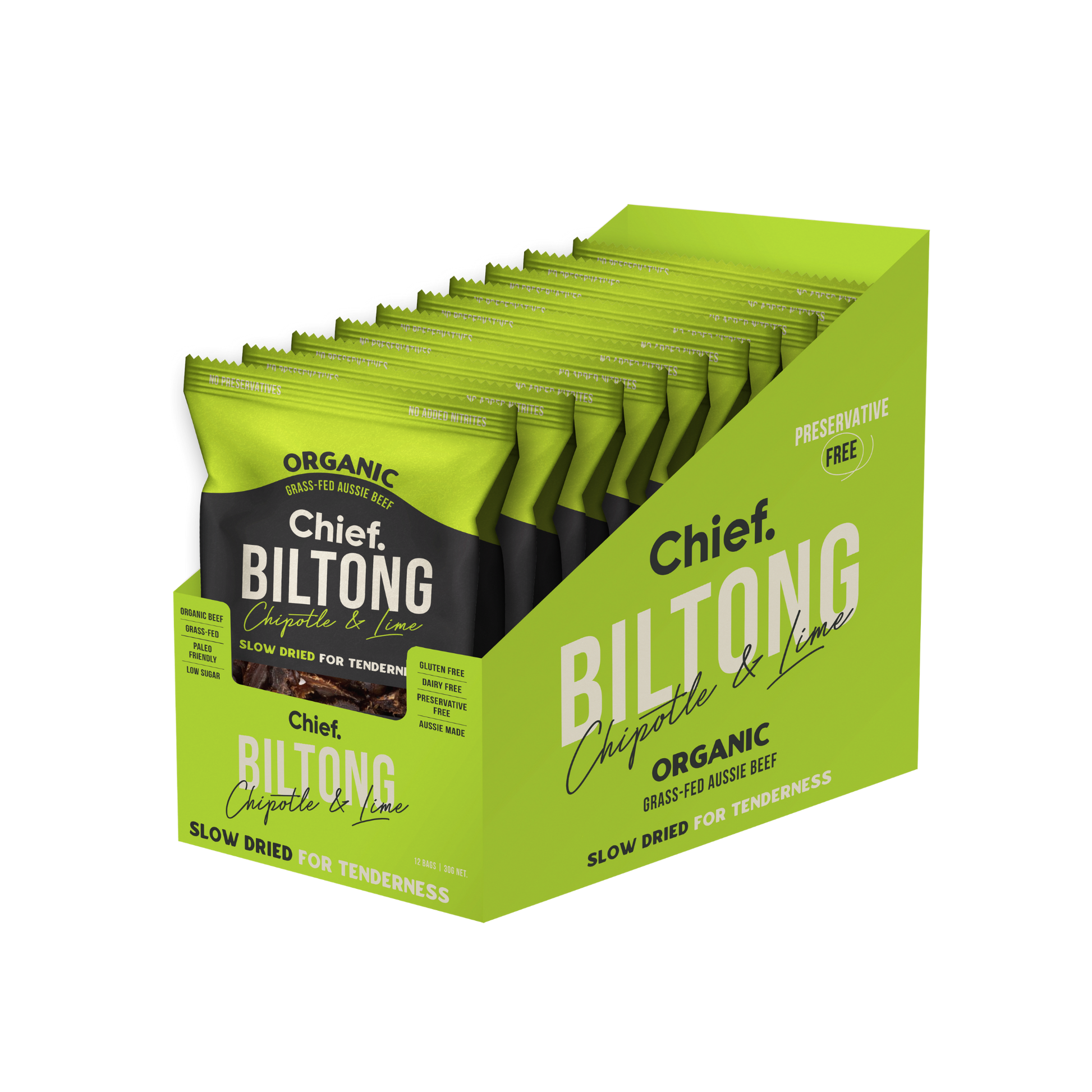 CHIEF ORGANIC GRASS-FED BILTONG 30g - CHIPOTLE & LIME