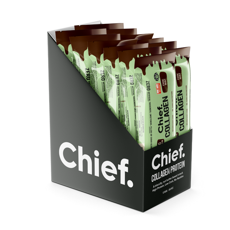 Load image into Gallery viewer, CHIEF Collagen Protein Bar - Choc Mint (box of 12)
