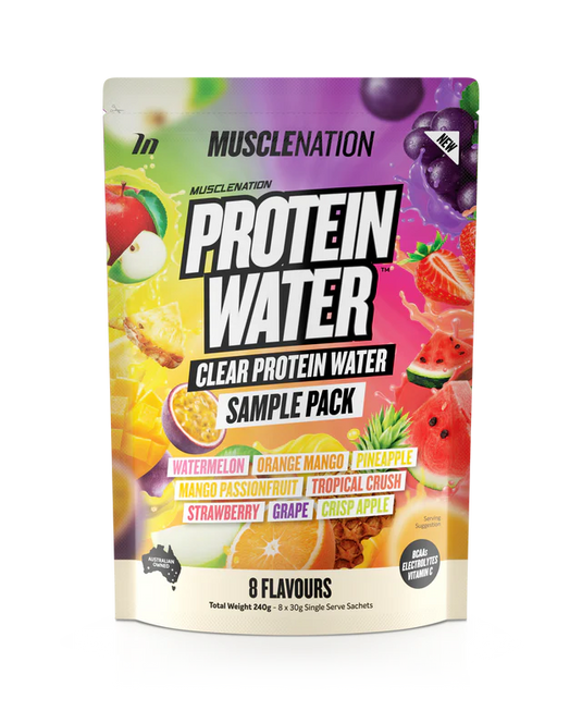 MUSCLE NATION PROTEIN WATER SAMPLE PACK 8 SERVES - NEW