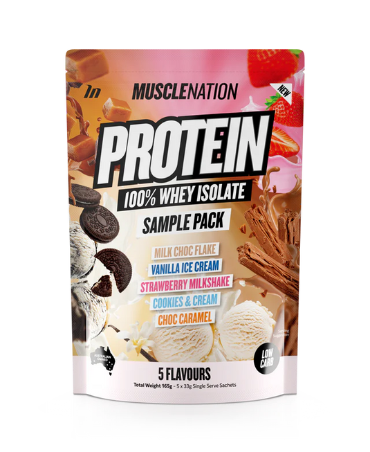 MUSCLE NATION PROTEIN 100% WHEY ISOLATE SAMPLE PACK 5 SERVES