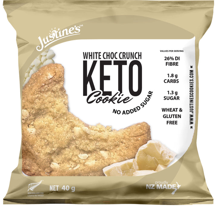 Load image into Gallery viewer, Justine&#39;s Keto Crunch Cookie White Choc Chip 40g
