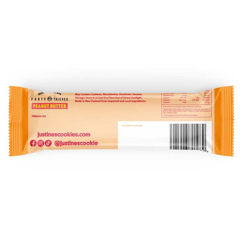 Load image into Gallery viewer, Justine&#39;s Protein Cookie Bar Forty Thieves Peanut Butter 60g
