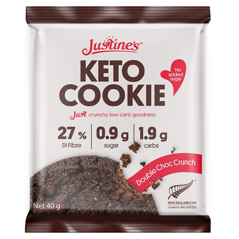 Load image into Gallery viewer, Justine&#39;s Keto Crunch Cookie Double Choc 40g
