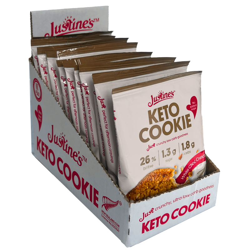 Load image into Gallery viewer, Justine&#39;s Keto Crunch Cookie White Choc Chip 40g
