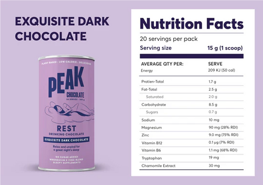 Peak Rest Hot Chocolate - Dark Chocolate (30 serves)