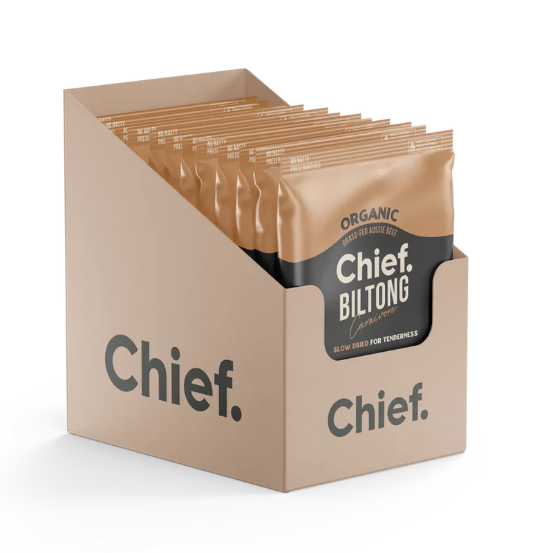 Load image into Gallery viewer, CHIEF ORGANIC GRASS-FED BILTONG 30g (12 bars)
