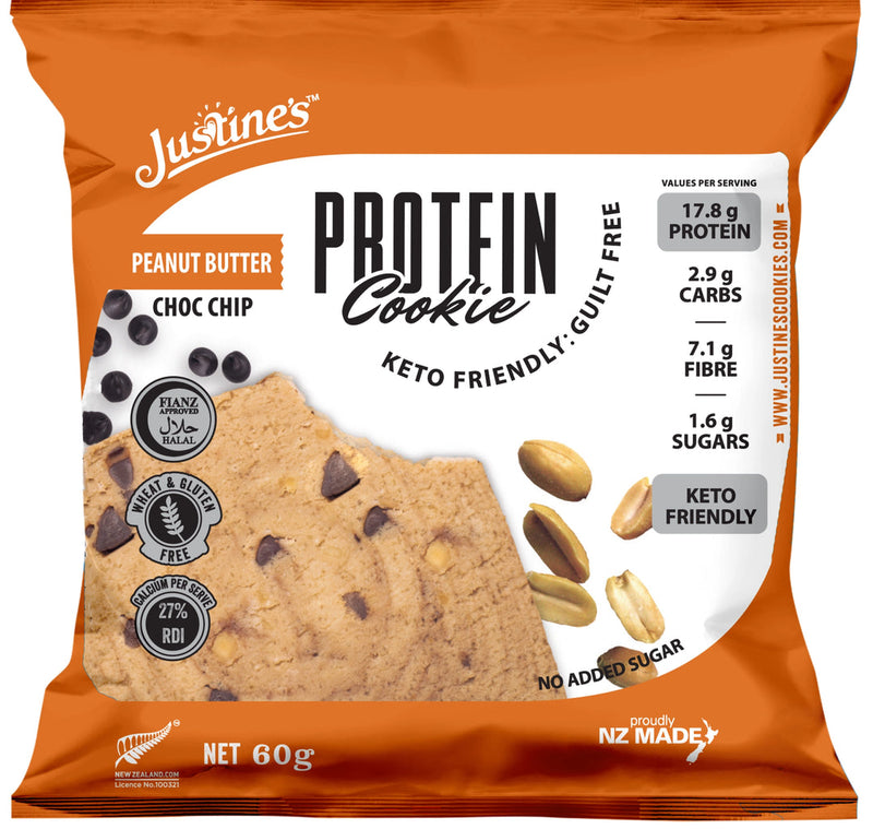 Load image into Gallery viewer, Justine&#39;s Protein Cookie Peanut Butter Choc Chip 60g
