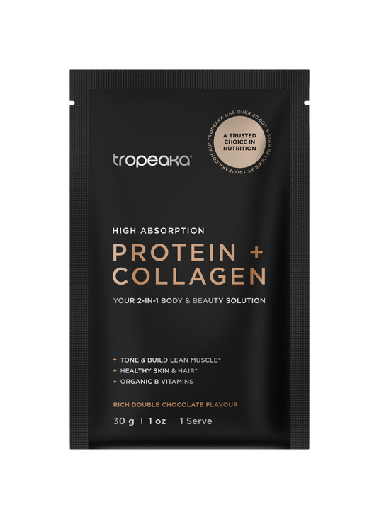 Tropeaka Protein + Collagen 30g (Box of 12 single serves) CHOCOLATE