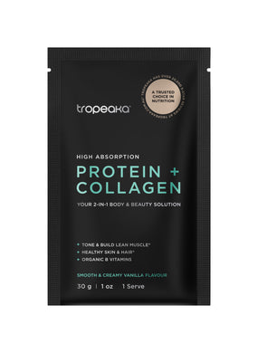 Tropeaka Protein + Collagen 30g (Box of 12 single serves) VANILLA