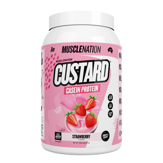 Muscle Nation CUSTARD CASEIN PROTEIN - Strawberry - 25 serves