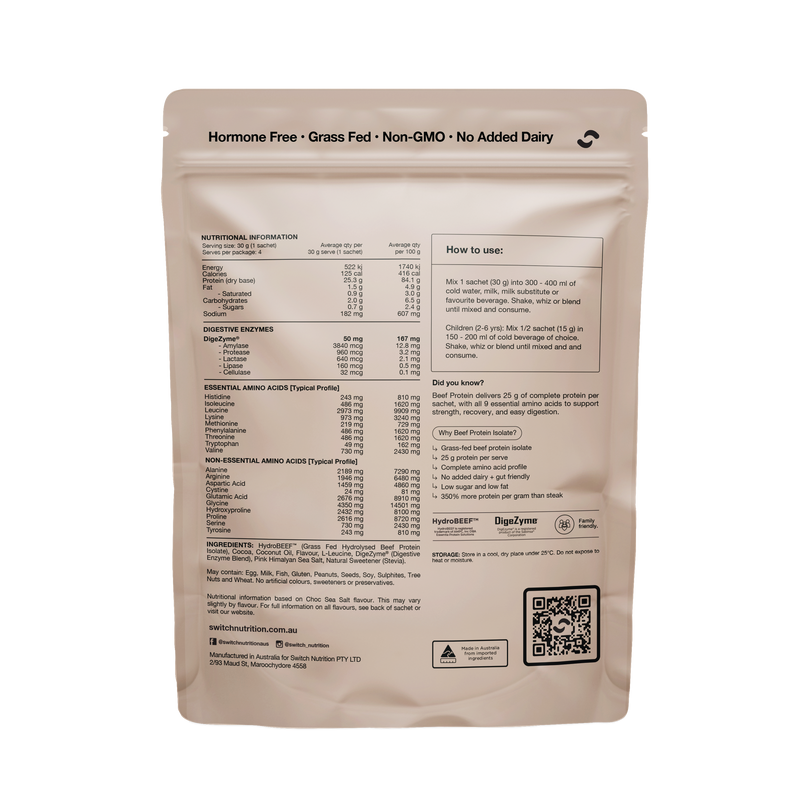 Load image into Gallery viewer, Switch Nutrition Beef Protein Isolate - 4 Serve Pouch
