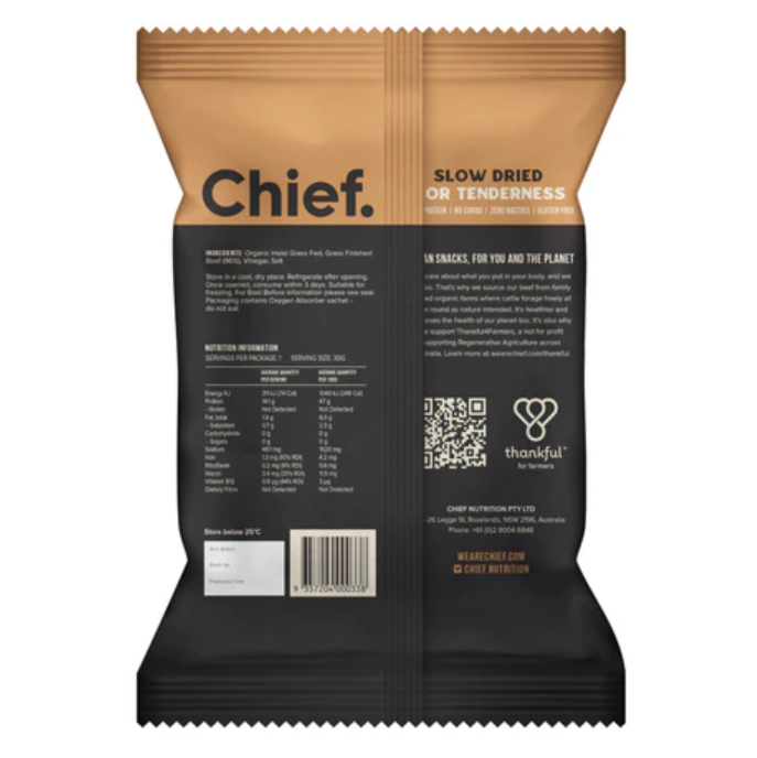 CHIEF ORGANIC GRASS-FED BILTONG 30g - CARNIVORE