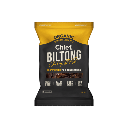 CHIEF ORGANIC GRASS-FED BILTONG 30g - SMOKEY BBQ