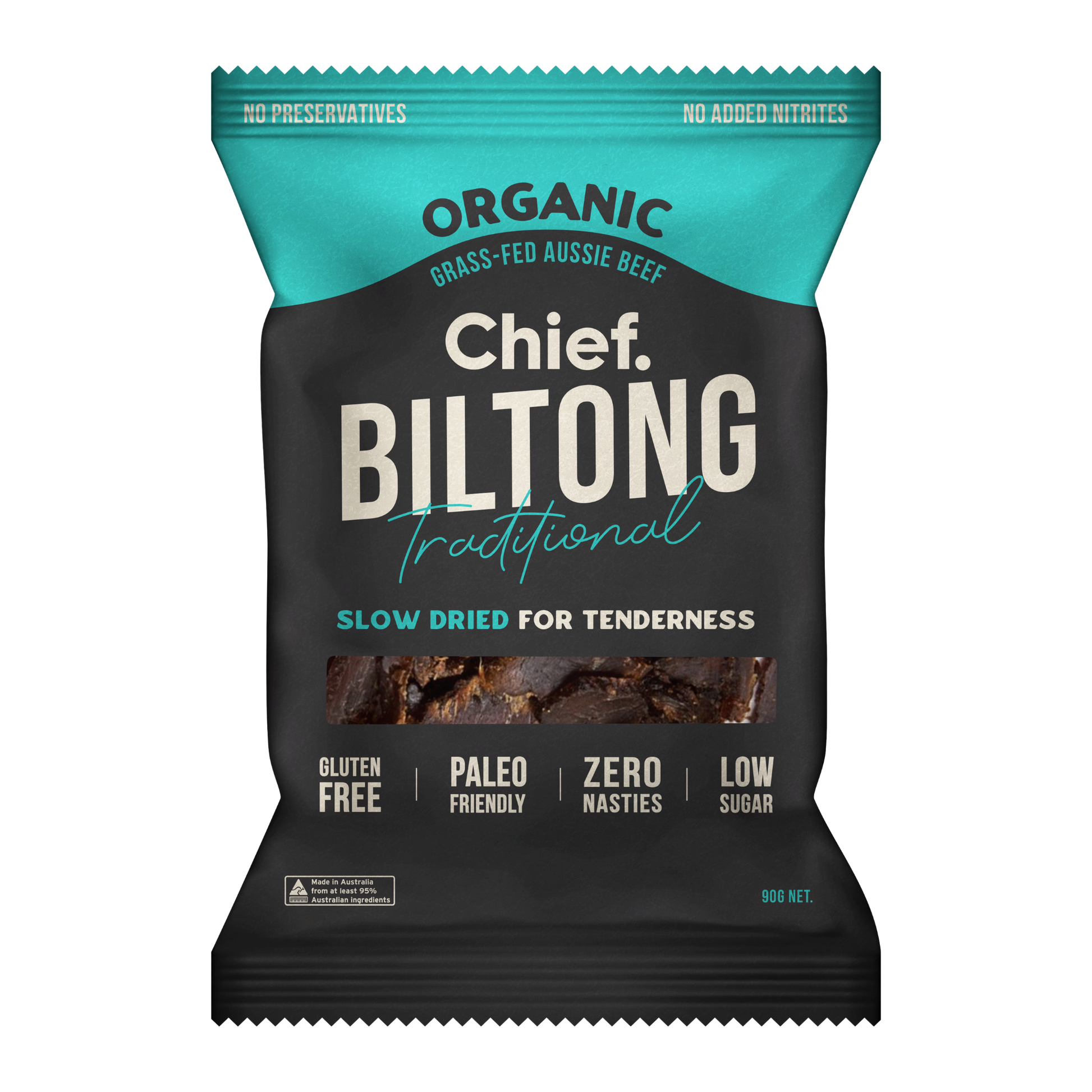 CHIEF ORGANIC GRASS-FED BILTONG 90g - TRADITIONAL