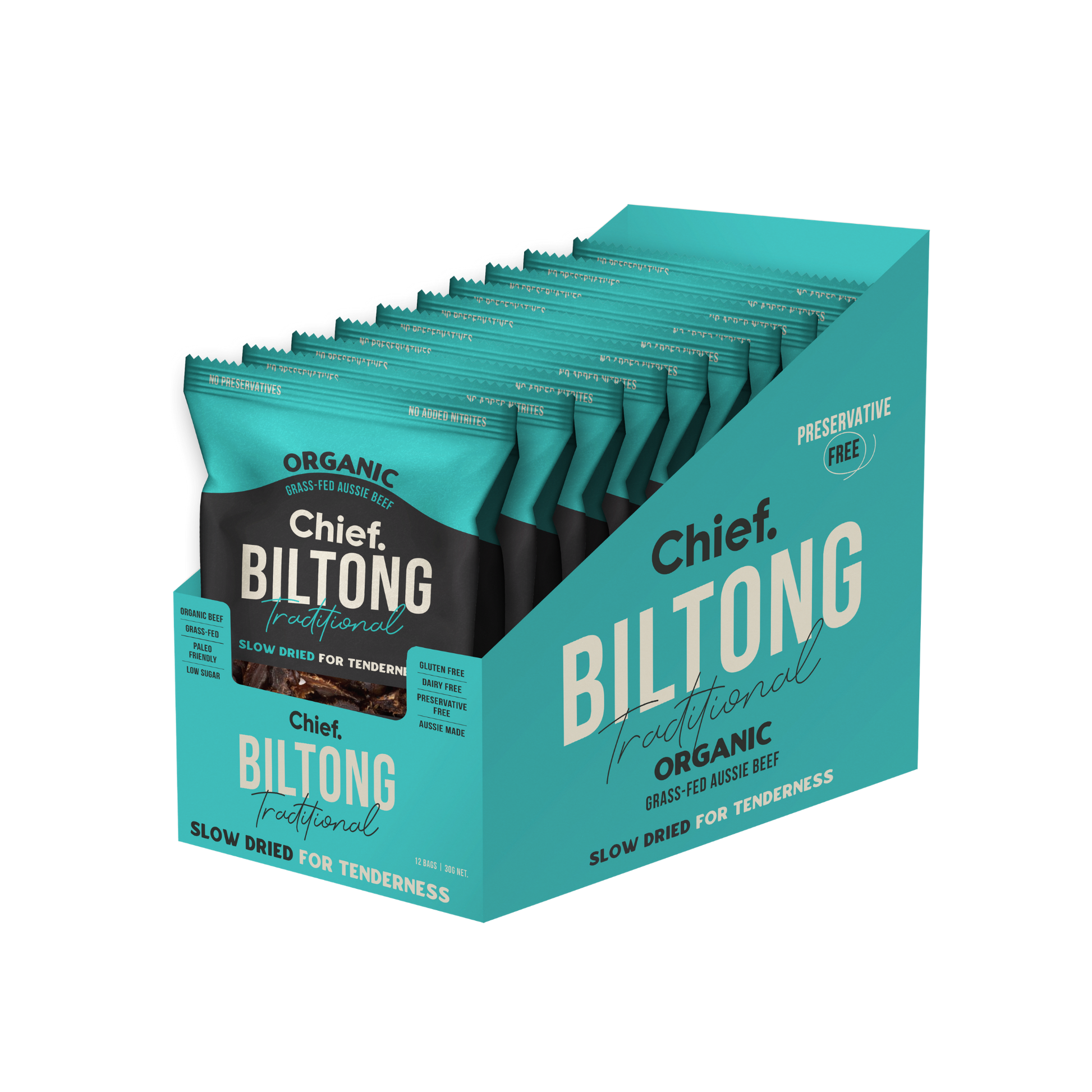 CHIEF ORGANIC GRASS-FED BILTONG 30g - TRADITIONAL