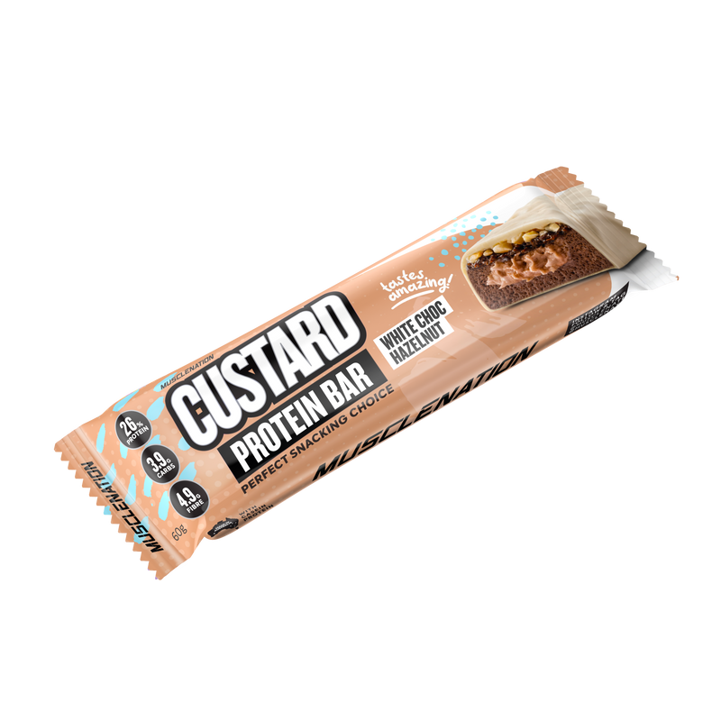 Load image into Gallery viewer, MN CUSTARD PROTEIN BAR - WHITE CHOC HAZELNUT  (12 bars)
