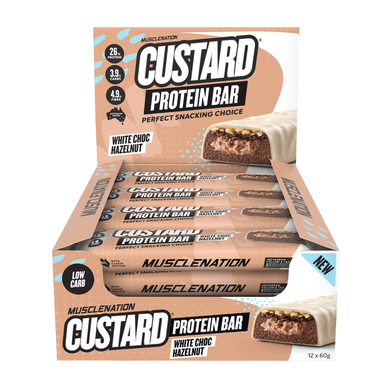 Load image into Gallery viewer, MN CUSTARD PROTEIN BAR - WHITE CHOC HAZELNUT  (12 bars)
