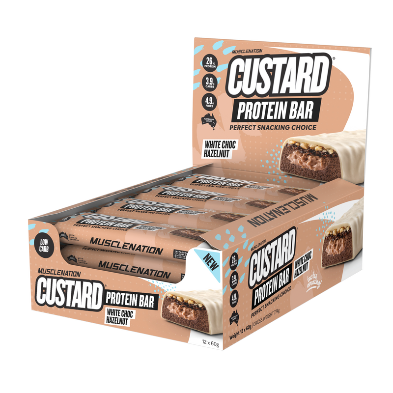 Load image into Gallery viewer, MN CUSTARD PROTEIN BAR - WHITE CHOC HAZELNUT  (12 bars)
