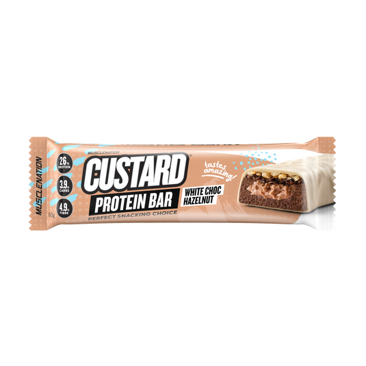 MN CUSTARD PROTEIN BAR - WHITE CHOC HAZELNUT  (12 bars)