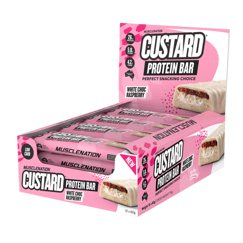 MN CUSTARD PROTEIN BAR - WHITE CHOC RASPBERRY (12 bars)