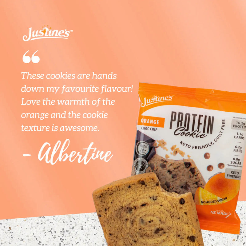 Load image into Gallery viewer, Justine&#39;s Protein Cookie Orange Choc Chip 60g
