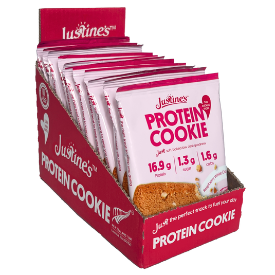 Justine's Protein Cookie Raspberry White Choc Chip 60g