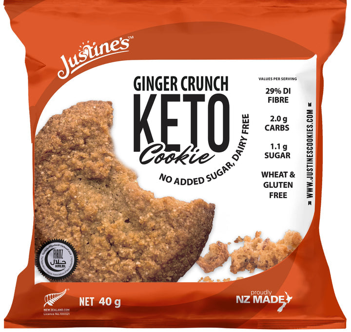 Load image into Gallery viewer, Justine&#39;s Keto Crunch Cookie Ginger 40g
