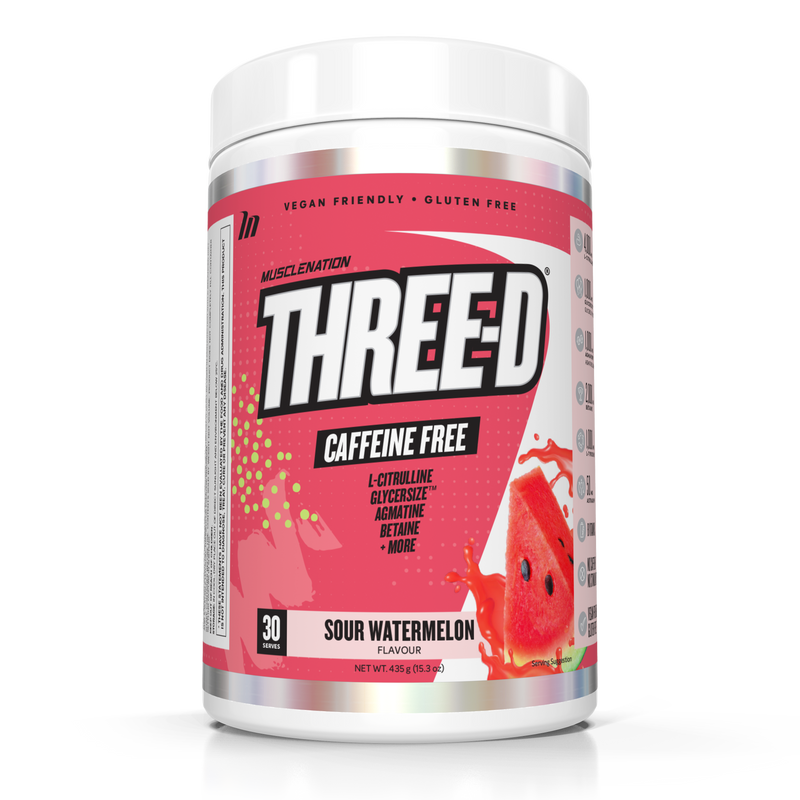 Load image into Gallery viewer, Muscle Nation THREE-D NON STIM PRE WORKOUT - SOUR WATERMELON
